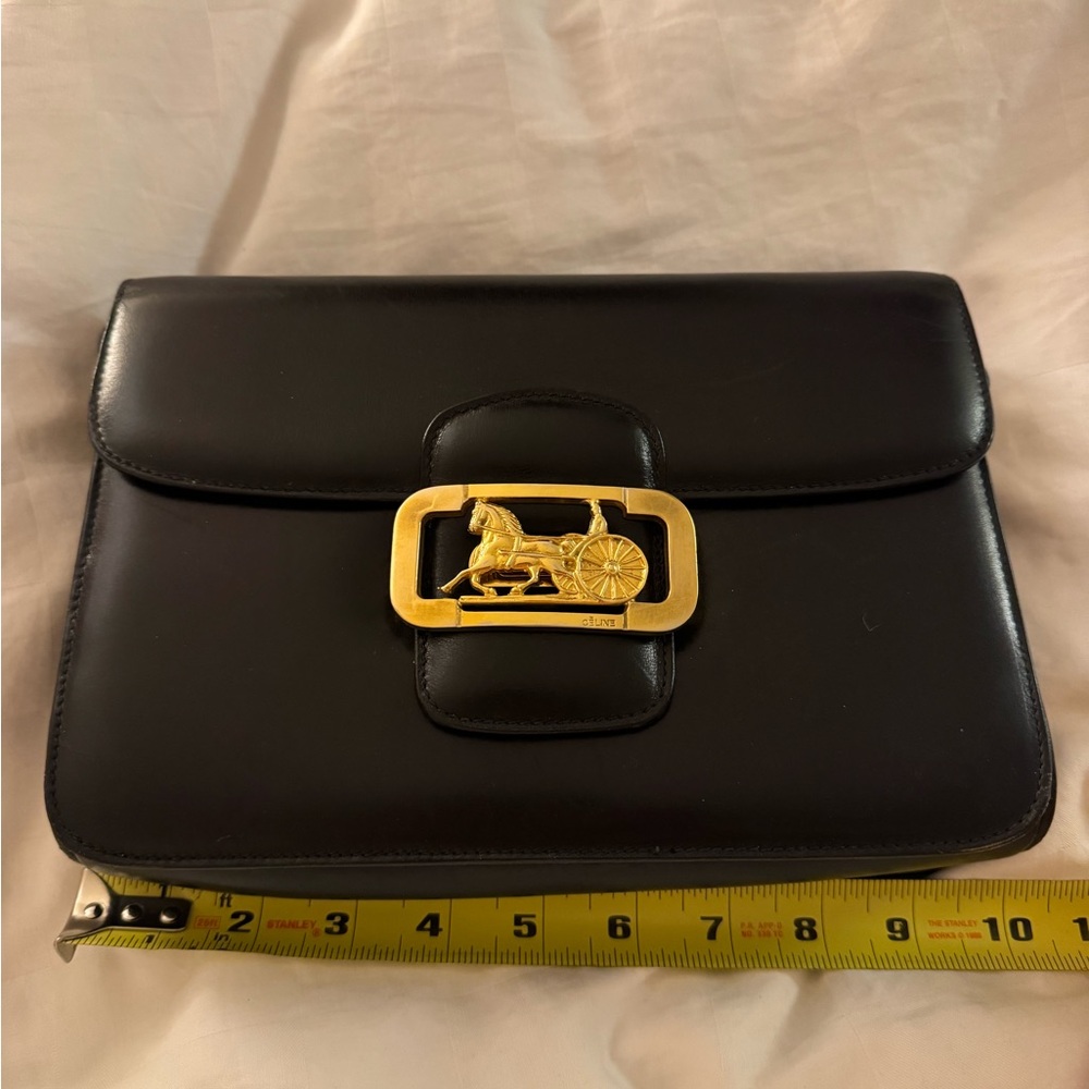 Celine Black and Gold Crossbody Bag with Ornate Clasp - Picture 8 of 12
